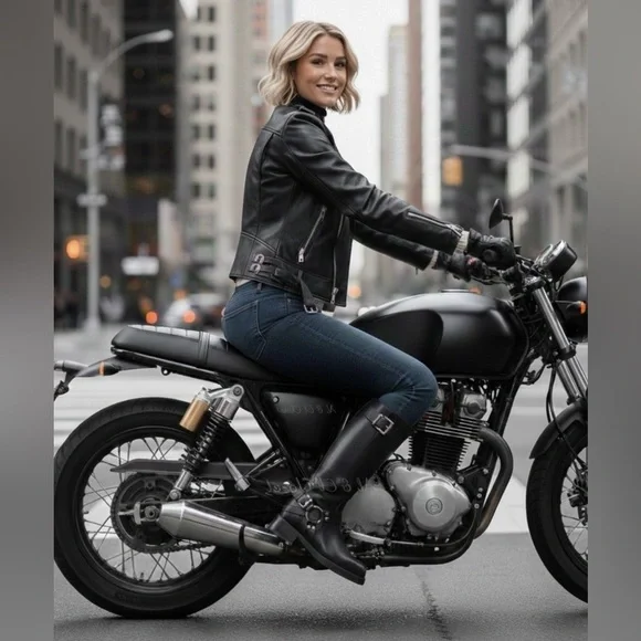 Michael Kors Crosby Moto Boots Black Leather Biker Boots Size 8.5 M NWT - Picture 1 of 10